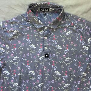 BAD BIRDIE Golf Polo Shirt Mens Size XL Floral Print Short Sleeve Summer Active